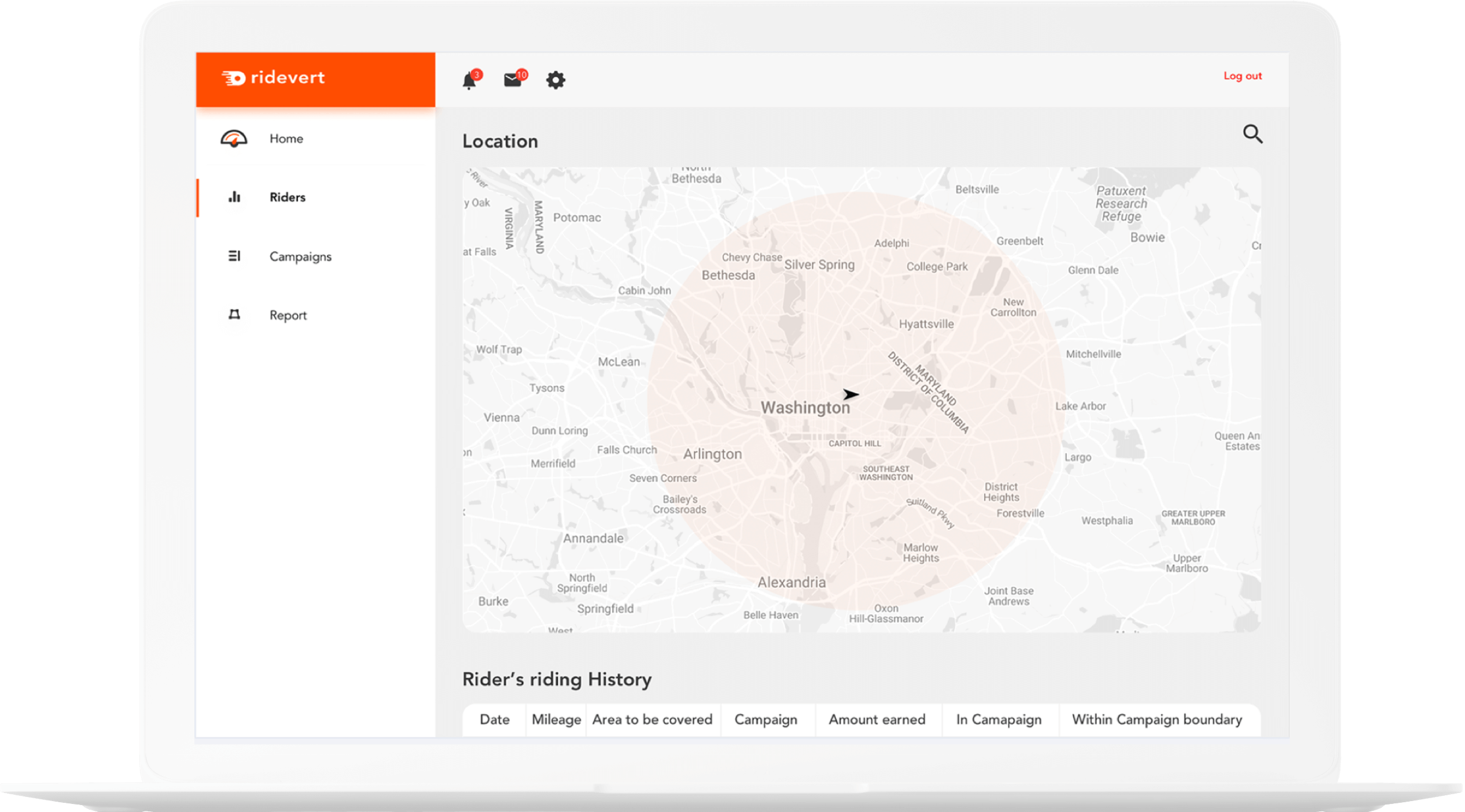 image with laptop displaying ridevert dashboard for advertisers